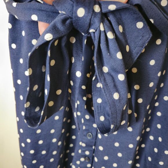 Boden Women's US 6P Navy Blue Polka Dot Short Sleeve Shirt Dress Belted *Flaw - Picture 10 of 16
